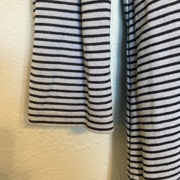 J Jill Womens Sz M Blue Black Small Stripes Long Sleeve Knit Shift T-Shirt Dress - Picture 4 of 10